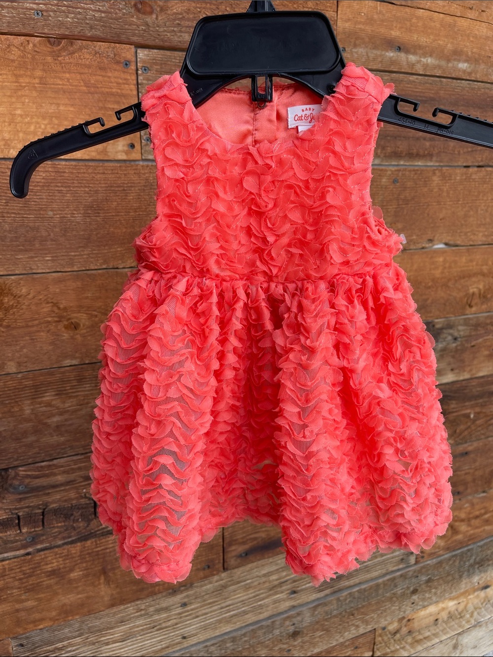 Baby Cat & Jack Coral Ruffle Dress 6–9M Textured Tulle Party Special Occasion